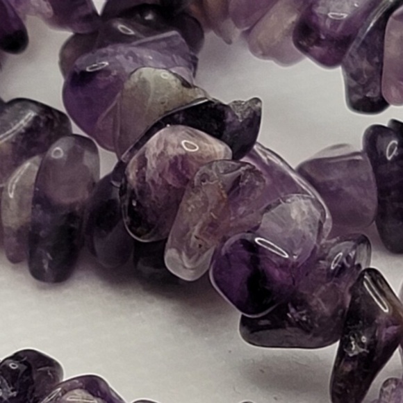 Vintage Amethyst Chip Semi-Precious Gem Stone  Necklace Purple 18”Handmade - Picture 11 of 12